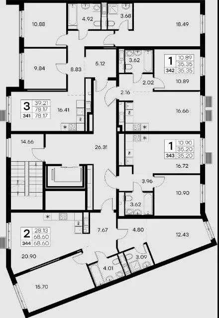 2-к кв. Санкт-Петербург ул. Шкапина, 43-45 (68.6 м) - Фото 1