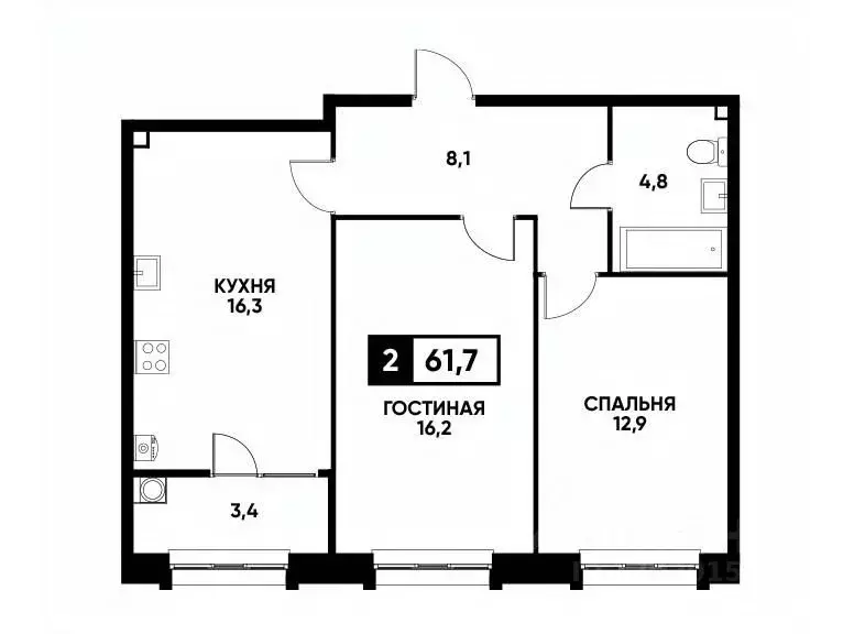 2-к кв. Ставропольский край, Ставрополь ул. Андрея Голуба, 14 (61.7 м) - Фото 0