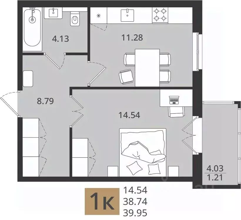 1-к кв. Архангельская область, Архангельск Коммунальная ул., 6 (39.95 ... - Фото 0