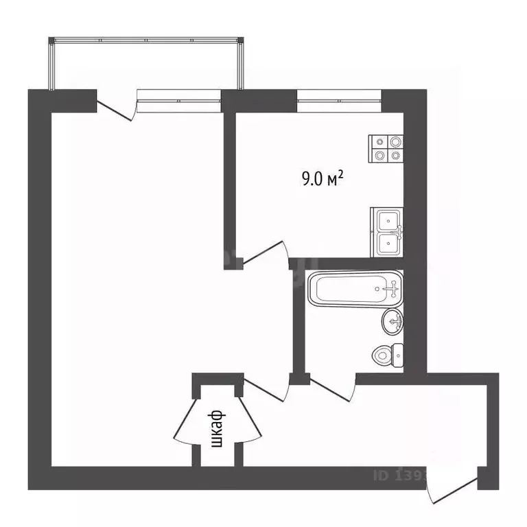 1-к кв. Тюменская область, Тюмень Ямская ул., 59 (31.0 м) - Фото 2