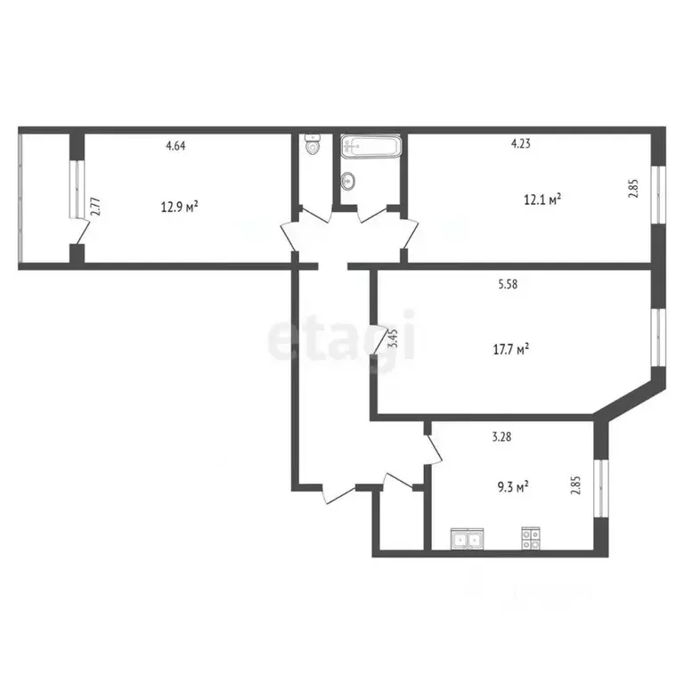 3-к кв. Саха (Якутия), Якутск ул. Богдана Чижика, 6 (85.0 м) - Фото 2