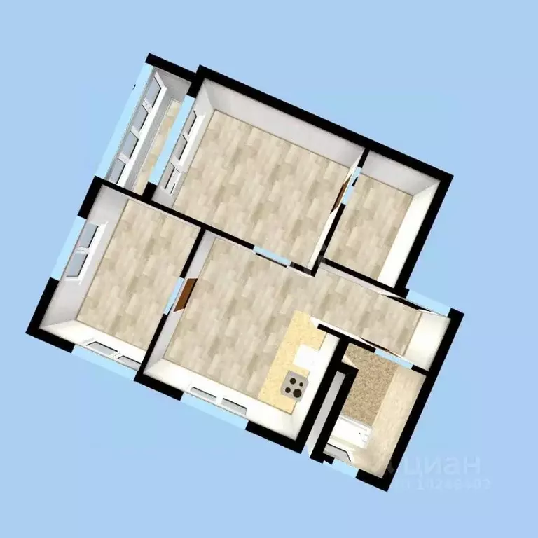3-к кв. Башкортостан, Уфа ул. Энтузиастов, 7 (50.0 м) - Фото 1