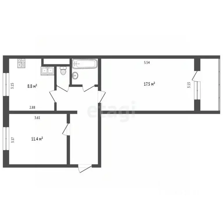 2-к кв. Ямало-Ненецкий АО, Муравленко ул. Ленина, 129 (51.4 м) - Фото 2