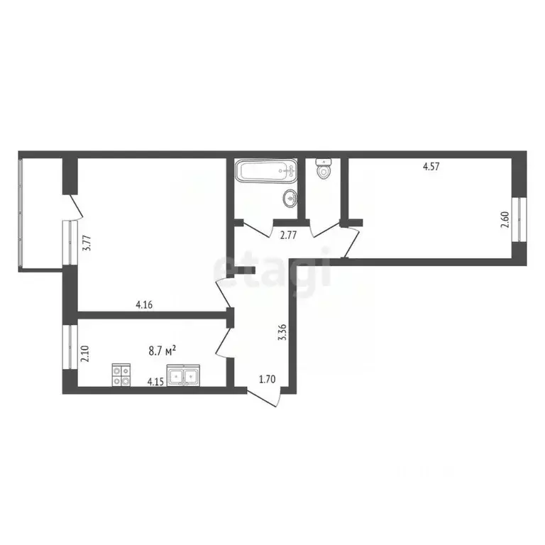 2-к кв. Ставропольский край, Пятигорск просп. Свободы (48.2 м) - Фото 2