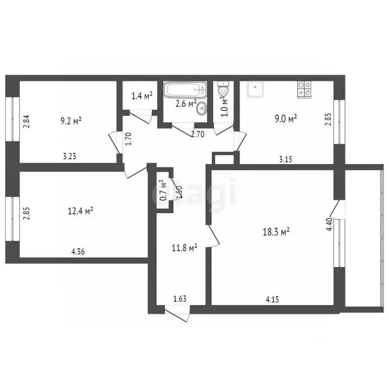 3-к кв. Забайкальский край, Чита ул. Подгорбунского, 5 (66.4 м) - Фото 2