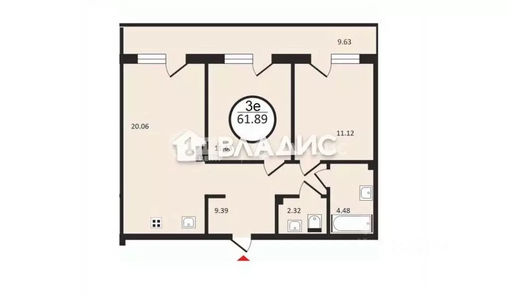 2-к кв. Воронежская область, Воронеж Одесская ул., 24 (61.89 м) - Фото 0