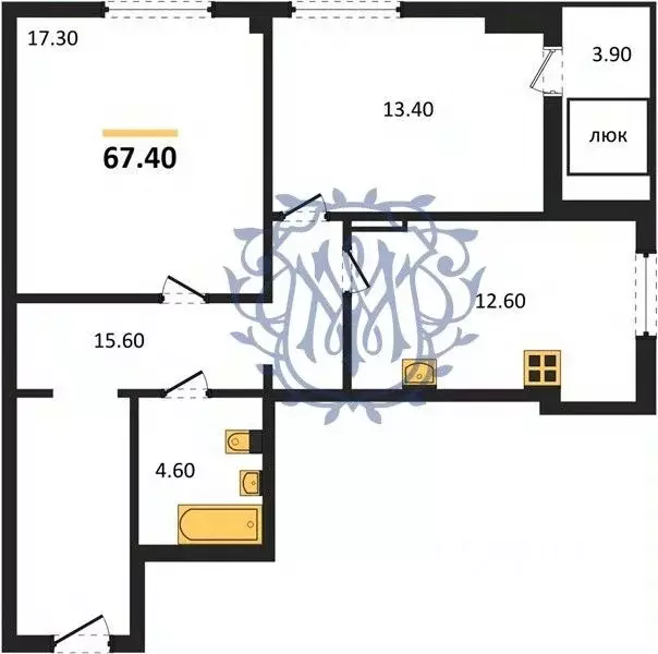 2-к кв. Крым, Симферополь ул. Трубаченко, 21 (67.4 м) - Фото 0