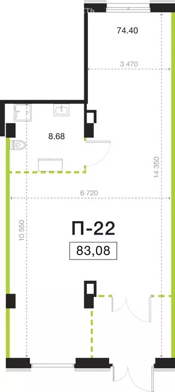 Помещение свободного назначения (83.08 м) - Фото 0