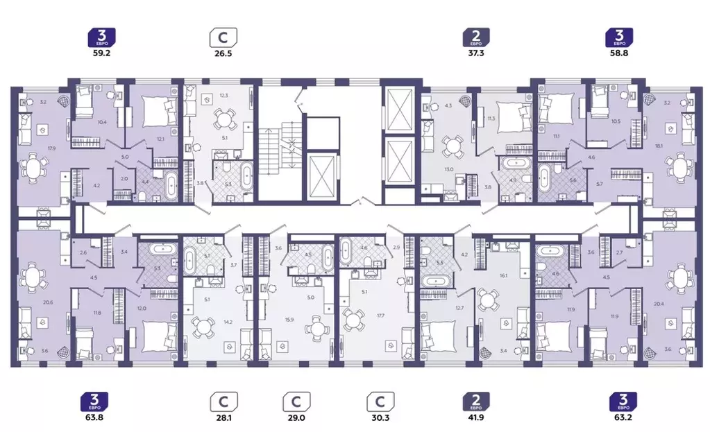 3-к кв. Тюменская область, Тюмень Космо жилой комплекс (58.1 м) - Фото 2