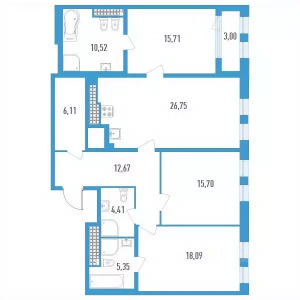 3-к кв. Санкт-Петербург ул. Типанова, 22 (116.81 м) - Фото 0