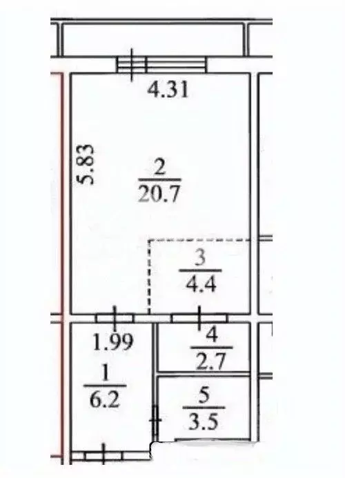 Студия Новосибирская область, Новосибирск ул. Ватутина, 93/2 (26.7 м) - Фото 2