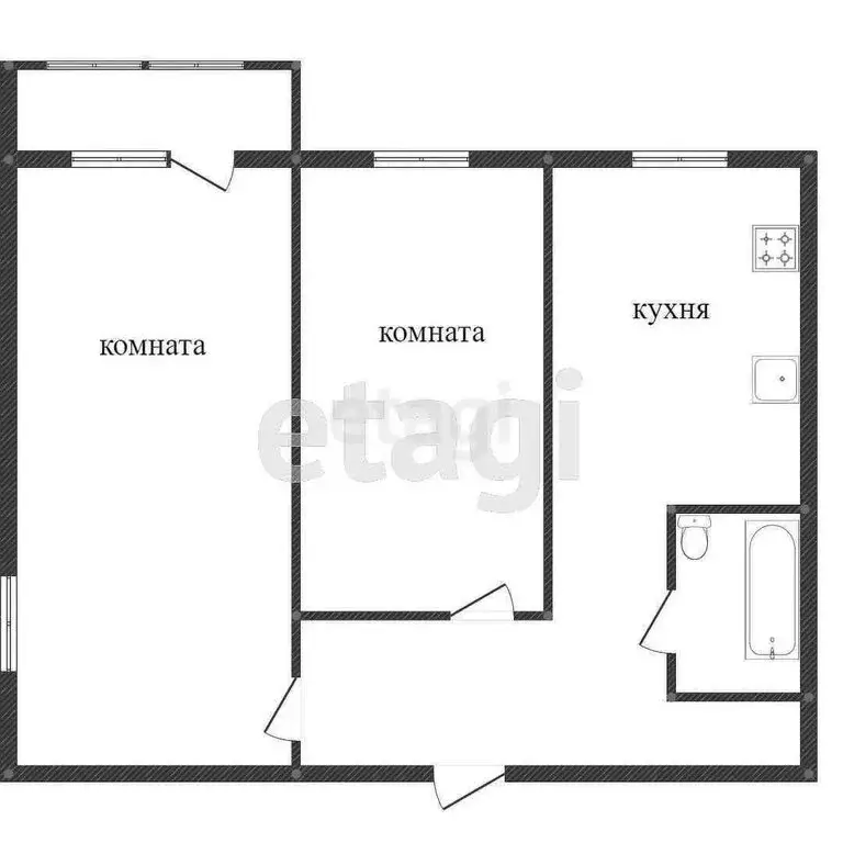 2-комнатная квартира: Абакан, улица Некрасова, 37 (58.9 м) - Фото 0