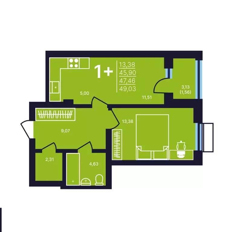 1-комнатная квартира: Уфа, улица Ахметова, 158 (47.46 м) - Фото 0