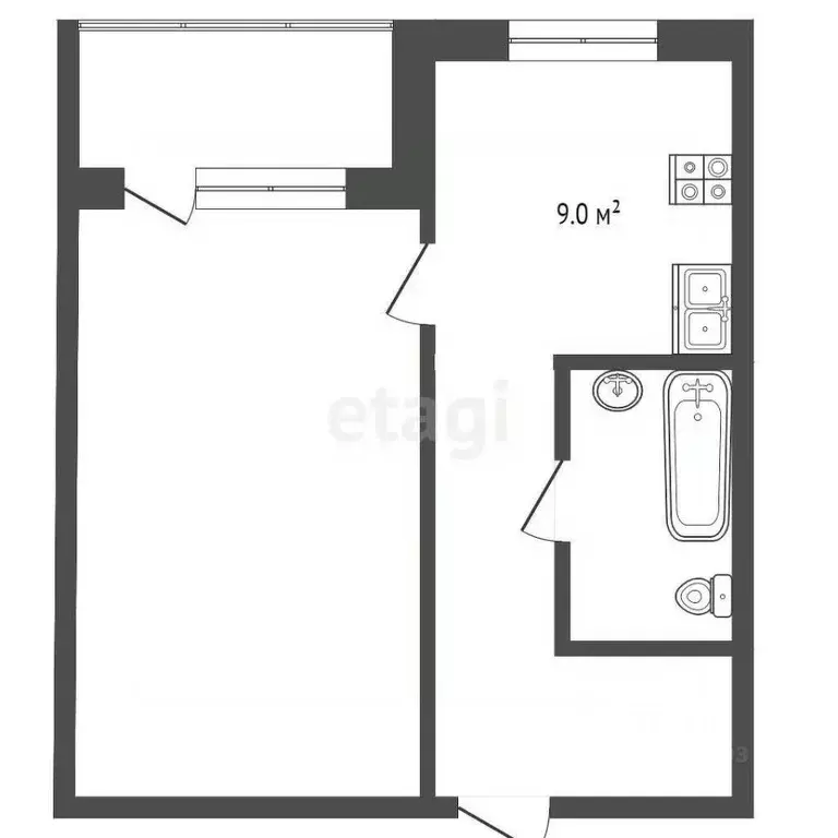 1-к кв. Московская область, Клин ул. 60 лет Октября, 7/1 (40.5 м) - Фото 2