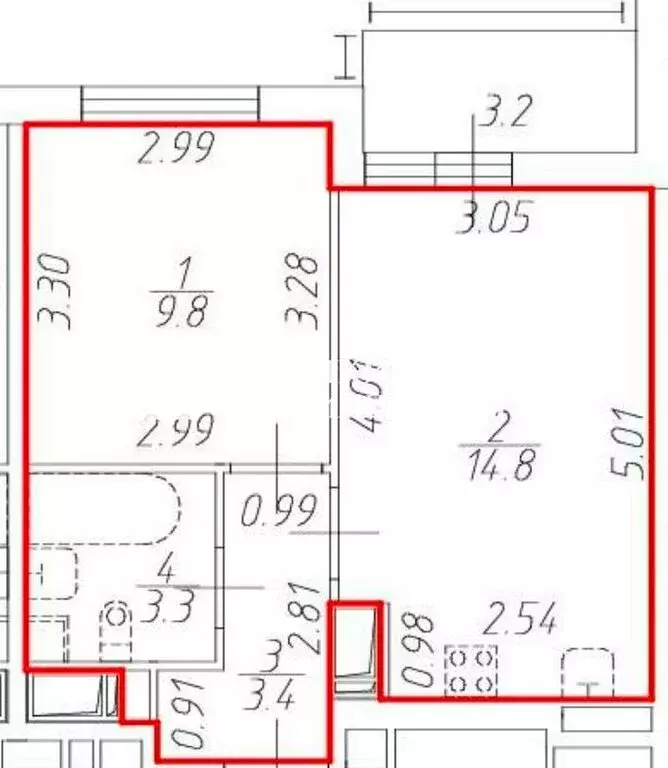1-комнатная квартира: Санкт-Петербург, Арцеуловская аллея, 15 (31.3 м) - Фото 1