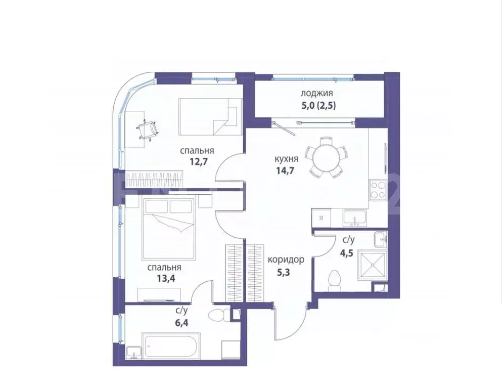 2-к кв. Москва ул. Крузенштерна, 9к1 (56.9 м) - Фото 2