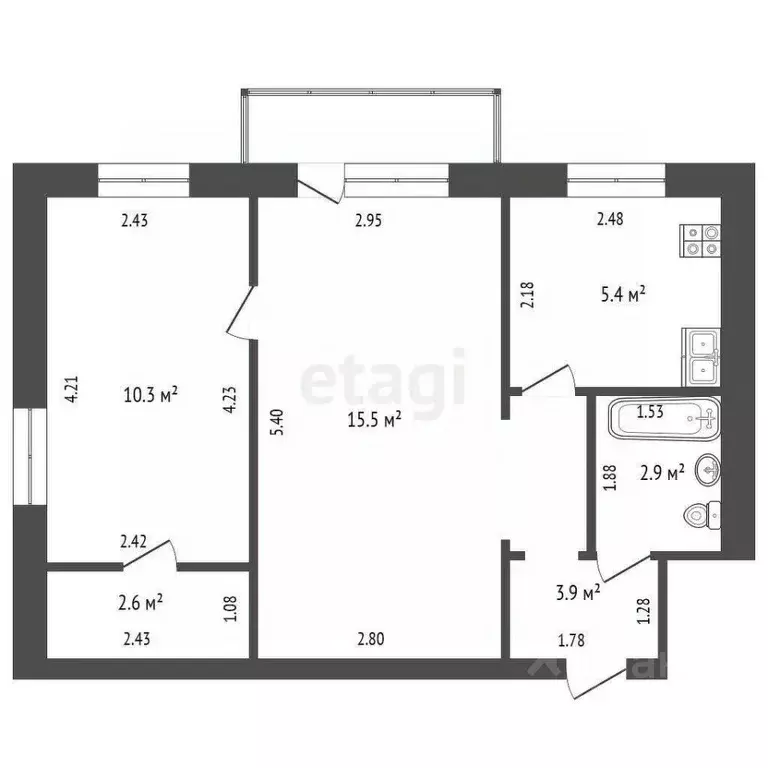 2-к кв. Кемеровская область, Юрга Московская ул., 8 (40.6 м) - Фото 1