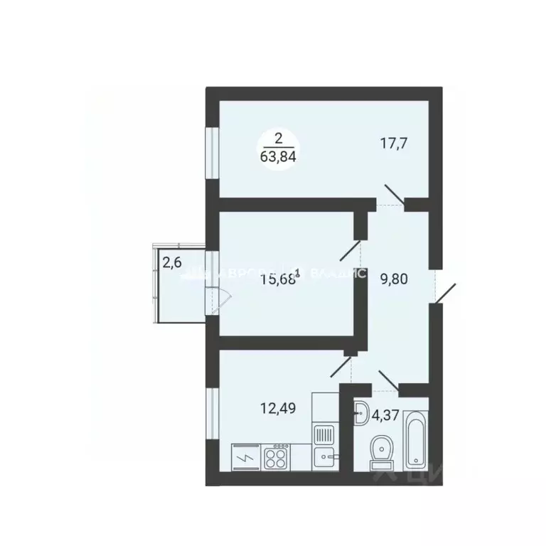 2-к кв. Челябинская область, Магнитогорск ул. Зеленый Лог, 71/1 (63.0 ... - Фото 2