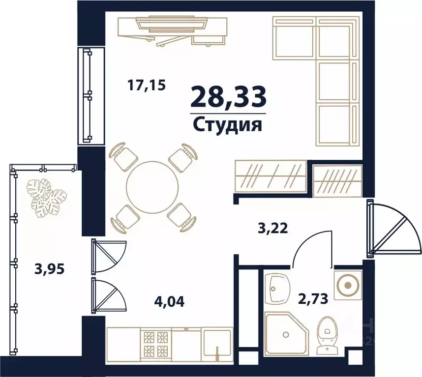 1-к кв. Ульяновская область, Ульяновск Новый Город мкр, 17-й кв-л, ... - Фото 0