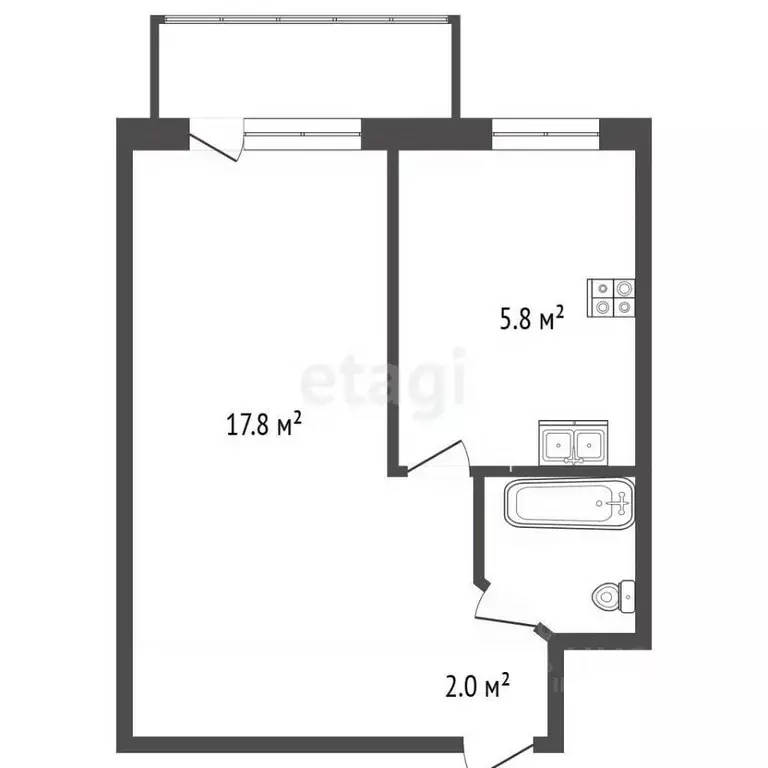 1-к кв. Севастополь ул. Киевская, 18 (29.6 м) - Фото 2