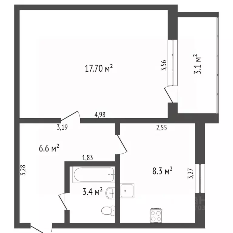 1-к кв. Ямало-Ненецкий АО, Новый Уренгой Ягельный мкр, ул. Южная, 32А ... - Фото 2