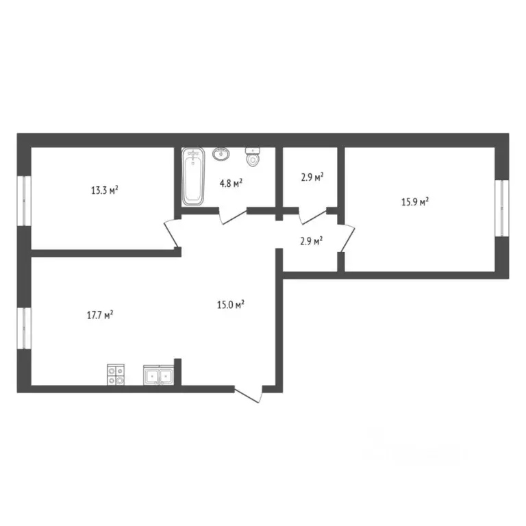 2-к кв. Тюменская область, Тюмень ул. Республики, 204к10 (73.5 м) - Фото 1
