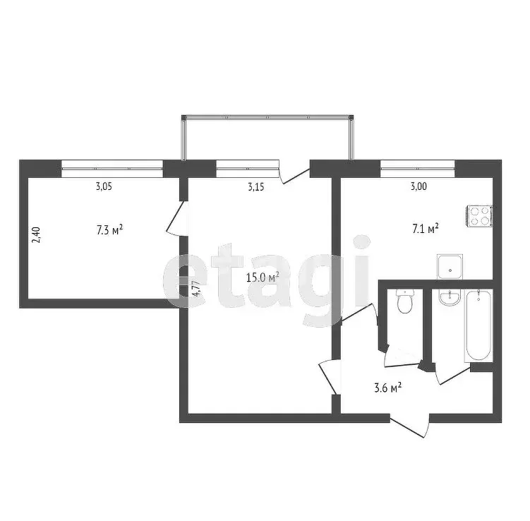 2-комнатная квартира: Вологда, улица Карла Маркса, 76 (36 м) - Фото 1