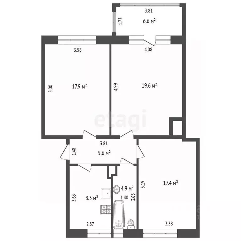 3-к кв. Калининградская область, Калининград ул. Александра Невского, ... - Фото 2