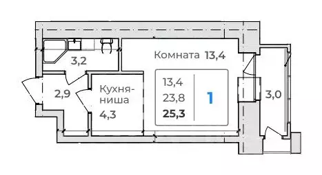 1-к кв. Амурская область, Благовещенск  (25.3 м) - Фото 0