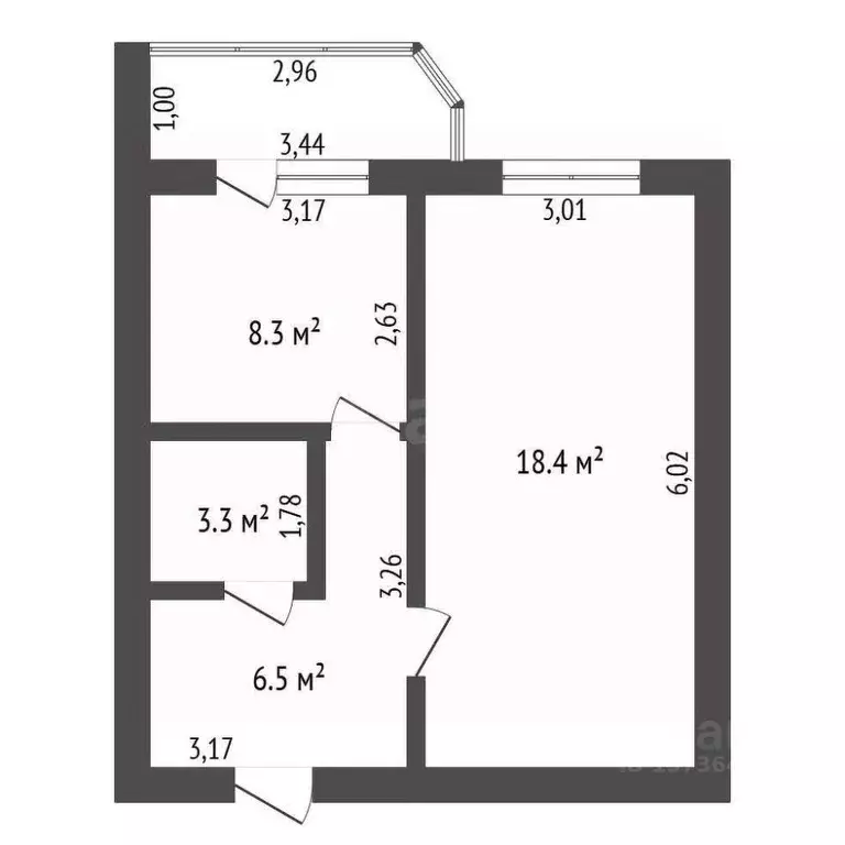 1-к кв. Амурская область, Благовещенск Театральная ул., 224 (36.5 м) - Фото 2