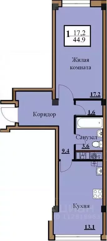 1-к кв. Ставропольский край, Ессентуки Звездная ул. (44.9 м) - Фото 0