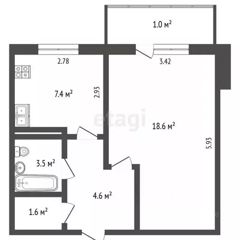 1-к кв. Крым, Щелкино Ленинский район, 2-й мкр, 60Б (35.7 м) - Фото 1