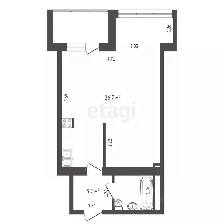 1-к кв. Самарская область, Тольятти Революционная ул., 56 (32.0 м) - Фото 1