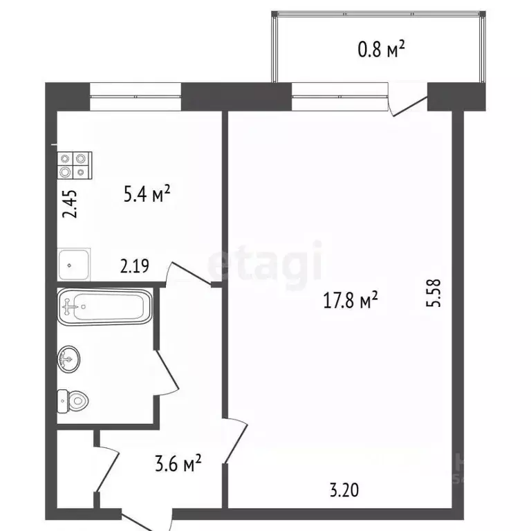 1-к кв. Крым, Симферополь ул. Ларионова (30.7 м) - Фото 2