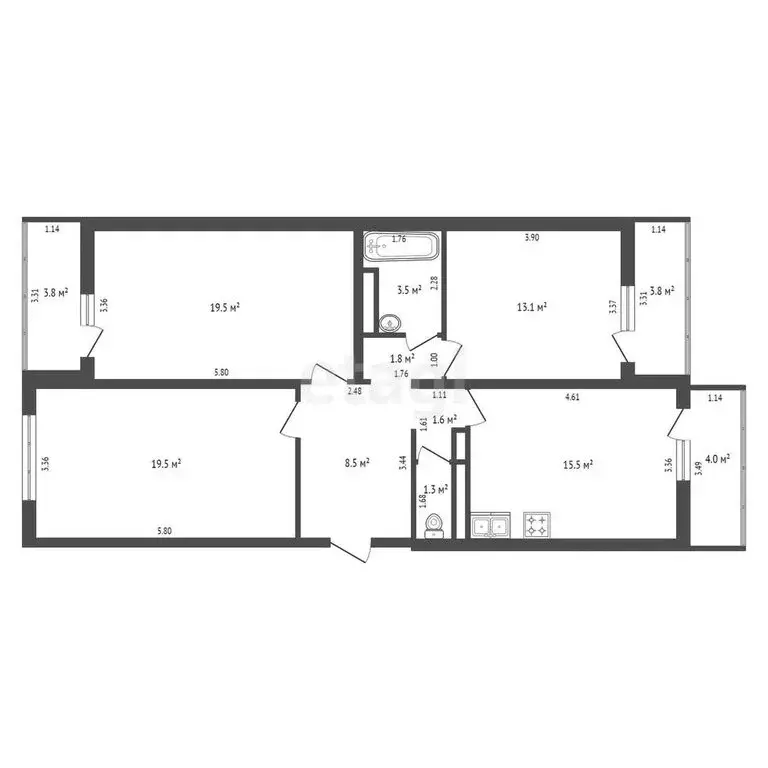 3-комнатная квартира: Анапа, улица Адмирала Пустошкина, 22к11 (89.3 м) - Фото 0