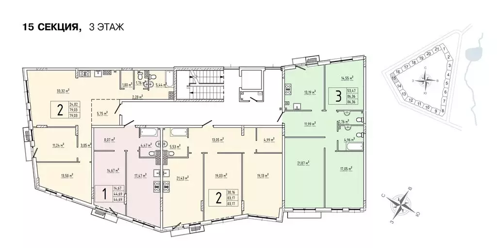 2-комнатная квартира: деревня Крюково, 6 (79.9 м) - Фото 1