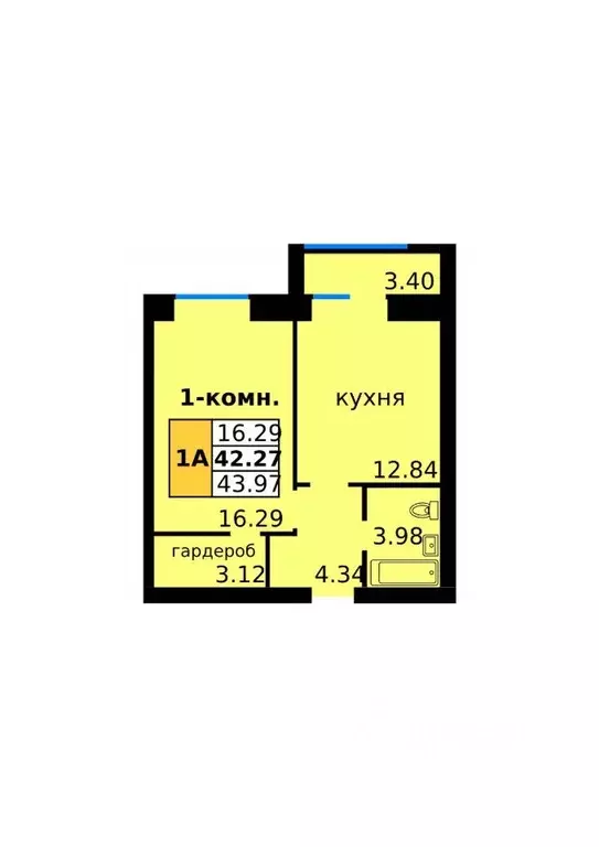 1-к кв. Чувашия, Новочебоксарск Восточная ул., 24 (44.2 м) - Фото 0