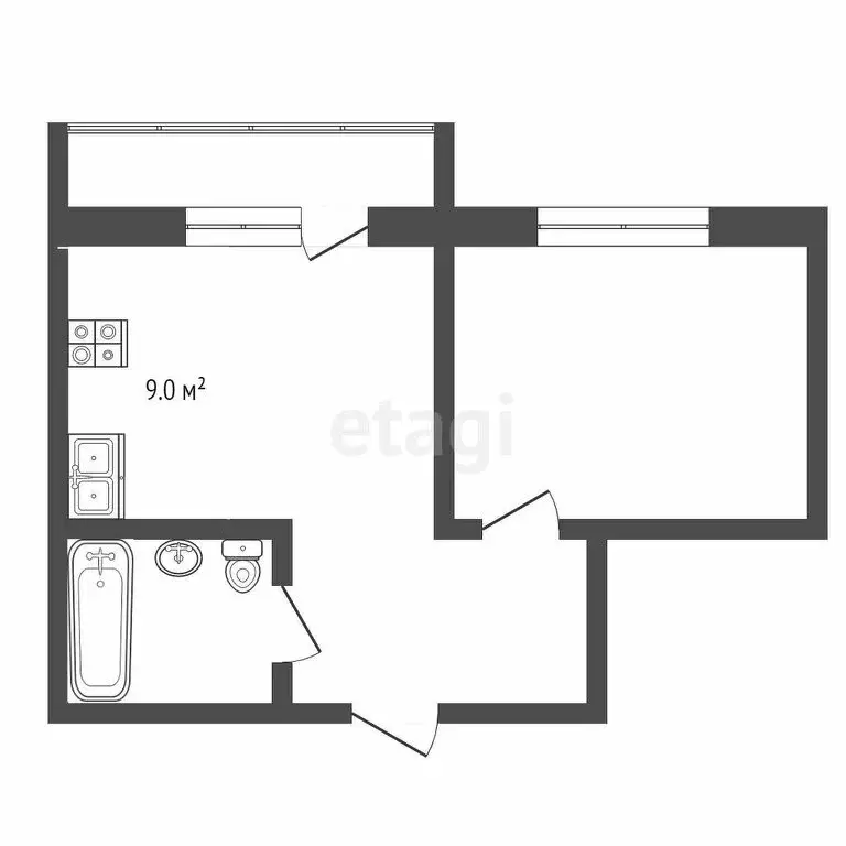 2-комнатная квартира: Сочи, Полтавская улица, 54 (32 м) - Фото 0