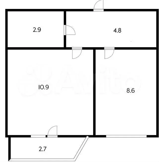 1-к. квартира, 26,8 м, 1/4 эт. - Фото 0