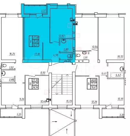 1-к. квартира, 40,8 м, 2/3 эт. - Фото 1