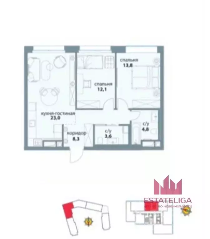 2-к кв. Москва ул. Василия Ланового, 3 (66.0 м) - Фото 1