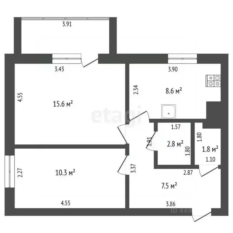 2-к кв. Смоленская область, Смоленск ул. Попова, 125 (47.0 м) - Фото 0