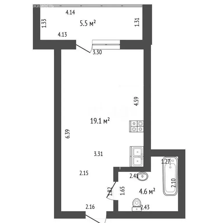 Квартира-студия: Стерлитамак, Набережная улица, 3/2 (23.4 м) - Фото 1