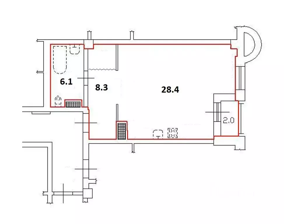 Студия Санкт-Петербург Новгородская ул., 23 (42.8 м) - Фото 1