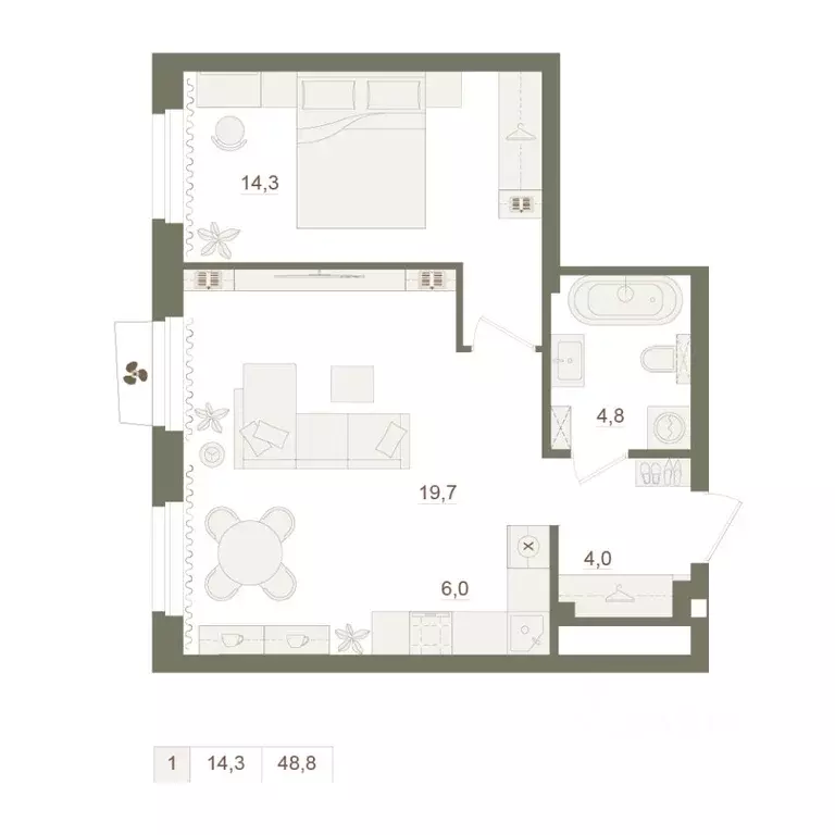 1-к кв. Башкортостан, Уфа Родина Парк жилой комплекс (48.8 м) - Фото 0