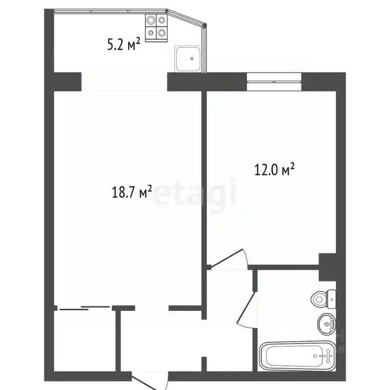 1-к кв. Ханты-Мансийский АО, Сургут ул. Крылова, 32 (43.8 м) - Фото 1
