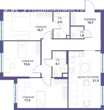 3-комнатная квартира: Москва, улица Василия Ланового, 5 (100.7 м) - Фото 1