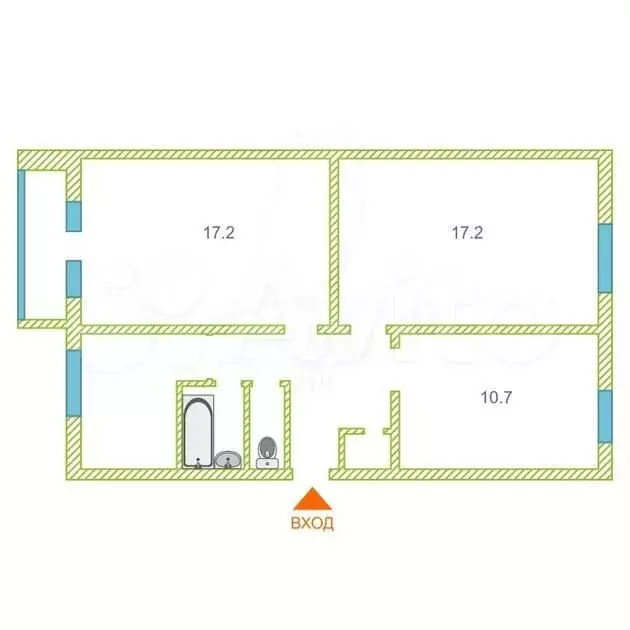 3-к. квартира, 60,6 м, 4/5 эт. - Фото 0