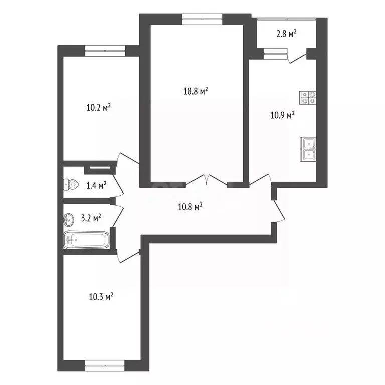 3-к кв. Псковская область, Псков ул. Труда, 58 (65.8 м) - Фото 2