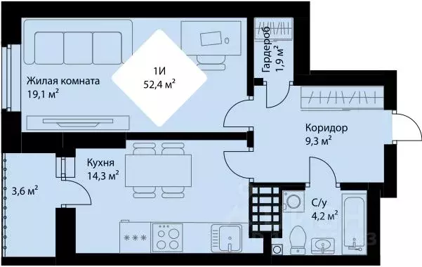 1-к кв. Свердловская область, Екатеринбург Эльмаш жилрайон, Веер Парк ... - Фото 0